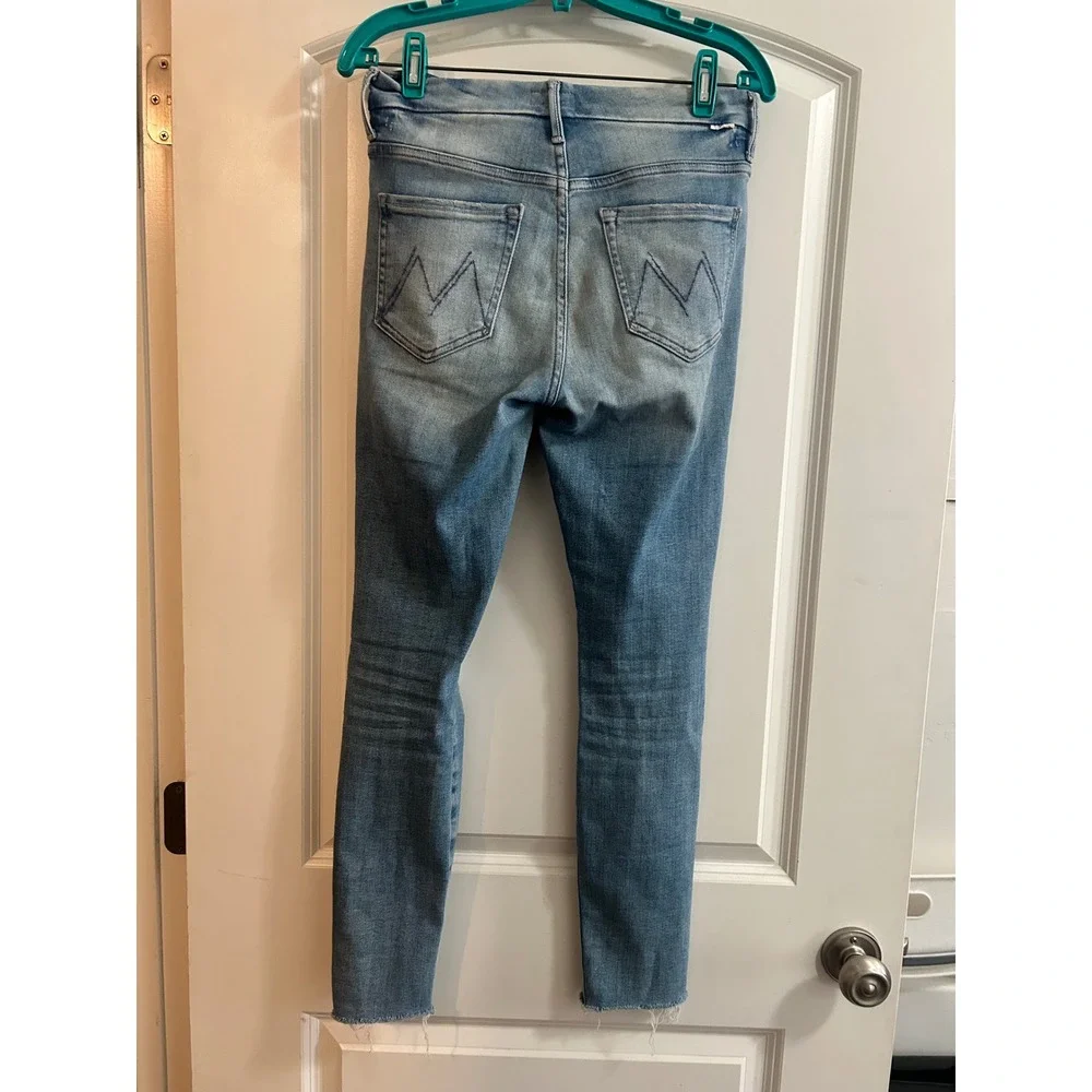 Mother‎ High Waisted Looker Ankle Fray Jeans Au Revoir Light Blue Size 26